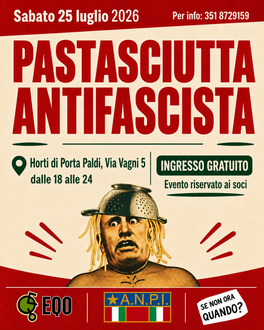 Pasta, pace, libertà: Pastasciutta Antifascista agli Horti